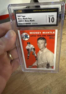 Mickey Mantle Baseballkarte CSG 10 New York Yankees Gem Mint NYC Topps GESCHENK 2007 - Bild 1 von 17