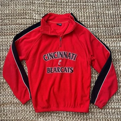Suéter Pullover Grande Vintage Cincinnati Bearcats Rojo Negro 1/4 Cremallera Polar Foto 1 de 4