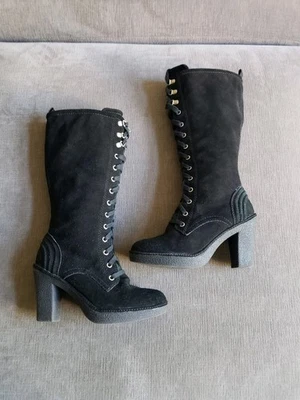 Размер 8,5 - Juicy Couture женщин Madley высокий замшевый платформе шнурует вверх ботинки черный - Изображение 1 из 4