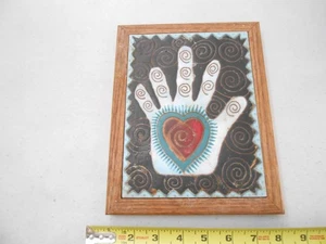 RARE 1999 DEBORA DURAN GEIGER HAND SIGNED PAINTED ART TILE PLAQUE HEART ARTIST - Picture 1 of 4