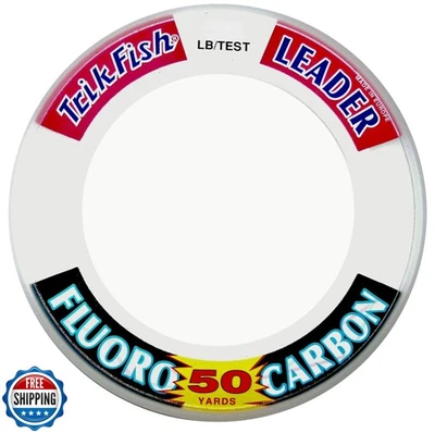 TrikFish Fluorocarbon Leader Fishing Line - Trik Fish Leader Material - Saltw Foto 1 de 4