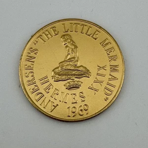 1969 Hermes Ant Gold Color Mardi Gras Doubloon Andersens The Little Mermaid 006 - Bild 1 von 5