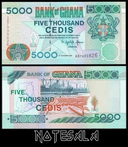 GHANA 5000 5,000 1996 Pick-34 UNC S/N AB79398264 - Picture 1 of 1