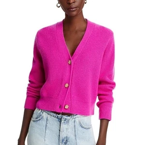 Neu Aqua Cashmere V Neck Stitch Cardigan Bloomingdale’s Exclusive In Pink Gr. XL - Bild 1 von 4