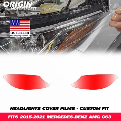 Kit de película de sujetador cubiertas transparentes de faros precortados PPF para AMG C63 2015-2021 Foto 1 de 4