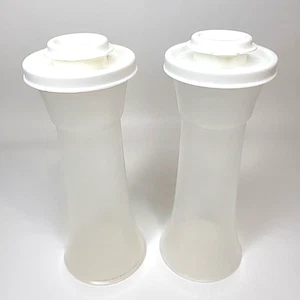 Salero y pimentero Tupperware vintage #629,634,718 coctelera S&P blanca y transparente - Imagen 1 de 8
