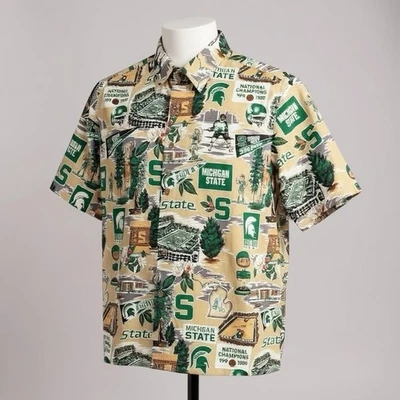 Vintage Reyn Spooner Michigan State Spartans Bobble Head Button Up Shirt Size M - Image 1 of 4