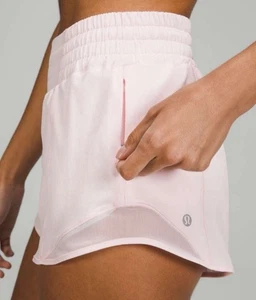 Pantaloncini Lululemon Hotty foderati caldi 4" donna 14 rosa LW7DCNS - Foto 1 di 7