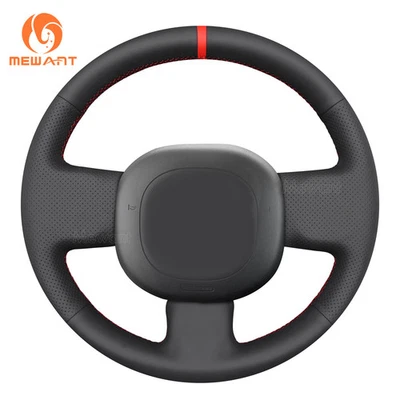 Cubierta de volante de cuero PU puntada a mano para envoltura de volante Fiat Panda Foto 1 de 4