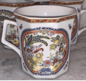 Chinoiserie Foo Hunde Set 3 Tassen Kaffee Tee Tassen 3,5" H EG weiß blau gelb 7451 - Bild 1 von 6