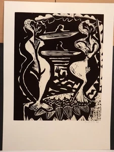 Ina Barfuss (*1949 Lüneburg) - Zwei Akte am Strand - Holzschnitt - 6/118 - Bild 1 von 8