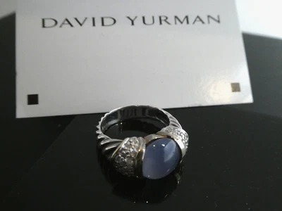 Anel de calcedônia azul ouro 925 e 18K David Yurman tamanho 6 - Imagem 1 de 4