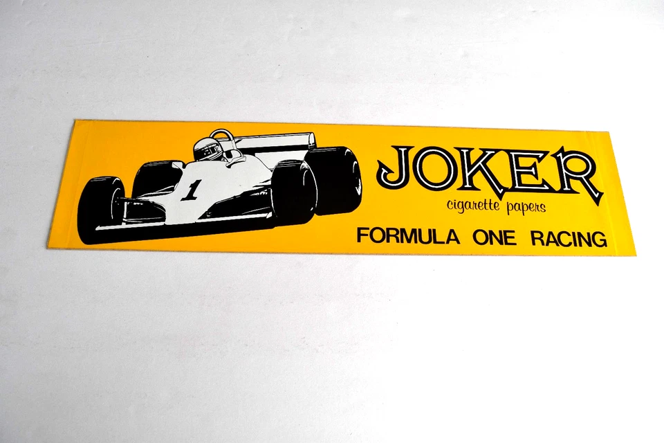 ENORME pegatina de patrocinador de Fórmula Uno de colección (15 x 3 3/4) ¡PAPELES DE CIGARRILLOS JOKER RAROS! Foto 1 de 1