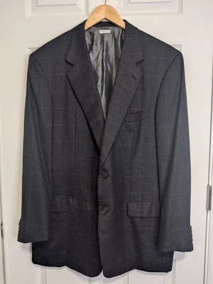 Brioni "Nomentano" Blazer 男式 48L 木炭灰色 100% 羊绒窗玻璃 — 第 1/4 张图片