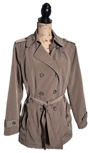 East 5th Womens Double Breasted Trench Coat Beige Brown Belted Size L - Picture 1 of 4