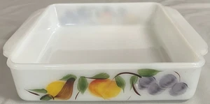 Fire-King Gay Fad fornaio in vetro da latte dipinto a mano 10" motivo frutta - Foto 1 di 14