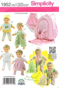 15" ABBIGLIAMENTO BAMBOLA BAMBINO E MARSUPIO semplicità 1952 motivo da cucire NON TAGLIATO ©2012 NUOVO - Foto 1 di 3