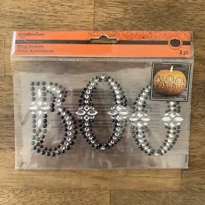 BOO Transparente Negro Estrás Gemas Halloween Bling Recuerdos Pegatinas Nuevo en Paquete - Imagen 1 de 5