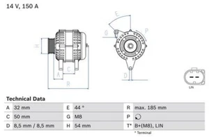 BOSCH 0 986 082 150 Alternator Fits Mercedes-Benz CLA CLA 220 d 4-matic - Picture 1 of 8