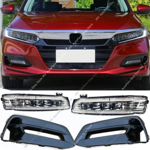 Gloss Black Bumper Bezels Fog Driving LED Lights OEM For Honda Accord 2018-2020 - Picture 1 of 13