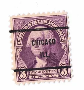 George Washington Francobollo 3 ct Chigago ILL. Brossura viola errore raro - Foto 1 di 4