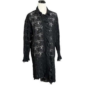 Chaqueta para mujer Zara túnica kimono negro encaje floral ver a través talla L nueva con etiquetas - Imagen 1 de 10