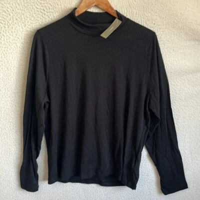 Para mujer J Crew tejido crepé cuello alto 2X negro Foto 1 de 4