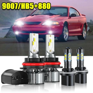 For 99-04 Ford Mustang LED Headlight Bulbs Hi/Lo Beam+Fog Light Bulbs 6000K Kit - Picture 1 of 15