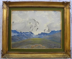 Remo PATOCCHI (Bellinzona 1876 - Faido 1953) Gregge al pascolo in montagna 35x45 - Bild 1 von 16