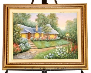 C Jaffey signiertes Original Ölgemälde 17"x21" gerahmte Landschaft, Vintage Kunst - Bild 1 von 9