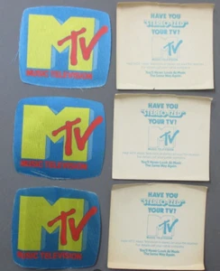 MTV satin cloth promo stickers THREE Printed by OTTO - RARE - early '80s ! - Picture 1 of 1