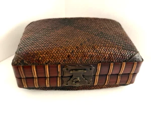 Antique Japanese Bamboo Rattan Woven Bento Box (R2) - Picture 1 of 6