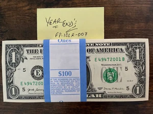 ONE STACK OF SERIE 2017 DOLLARO BANCONOTE $1 CON ANNO DI NASCITA - CONFEZIONE BEP in mattoni - Foto 1 di 11
