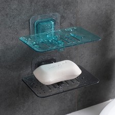 1Pcs Creative Bathroom Wall-mounted Crystal Soap Double Dish Drain Soap Box
