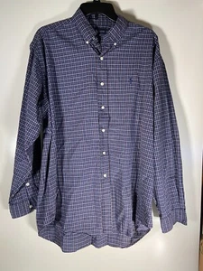 Vintage Polo Ralph Lauren Blue Grid Stripes Blake Fit Dress Shirt Mens Large - Picture 1 of 6