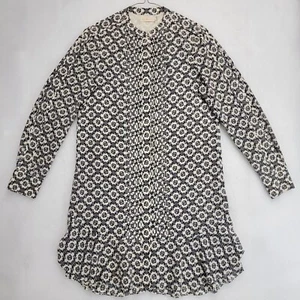 Tori Burch Women's 100% Silk Shirt dress Size 6 Ballet Blue Crystals Long Sleeve - Picture 1 of 24