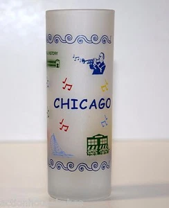 Milchglas Shooter CHICAGO. Entwürfe von Gebäuden, Musik, Boot - Bild 1 von 5