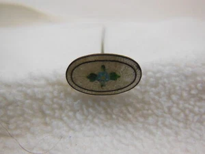 Hatpin Hat Pin Vintage Antique Guilloche Enamel Oval Flowers Small - Picture 1 of 2