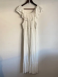 Showpo Cotton Maxi Dress Womens Plus Sz 16 White Ruffle Frill Hem Flutter Sleeve - Bild 1 von 12
