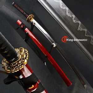 40'' Clay Tempered Damascus Folded T10 Katana Razor Sharp Japanese Samurai Sword - Picture 1 of 12