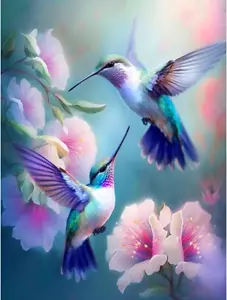 Hummingbird 5D Diamond Painting Kit, DIY Birds Gem Art for Home Decor 12x16 Inch - Picture 1 of 7