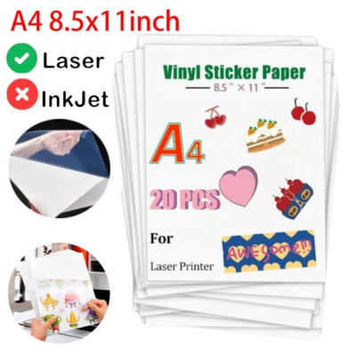 Hoja de papel adhesivo vinilo imprimible para impresora láser 8,5x11 etiqueta transparente Cricut Foto 1 de 4