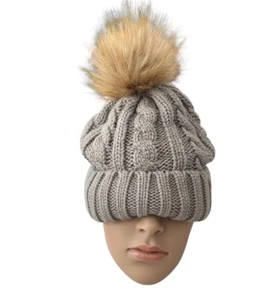 Camptrace Women's Winter Beanie Hat Wit Pom One Size Gray - Picture 1 of 4