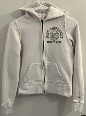 VICTORIA’S SECRET Rosa Universitario Suéter/Sudadera con Cremallera Talla Extra Pequeña XS Blanco Foto 1 de 4