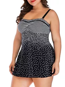 Women’s Two Piece Swimsuit High Waist Swim Dress Tummy Control Dot Bathing Suit - Picture 1 of 17