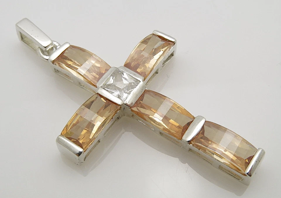 REIF-DESIGN - SCHÖNER ZIRKONIA KREUZANHÄNGER - 925 SILBER - Bild 1 von 1