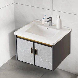 24" Small Space Saving Bathroom Vanity Sink Combo Floating Wall Mounted Cabinet - Picture 1 of 12