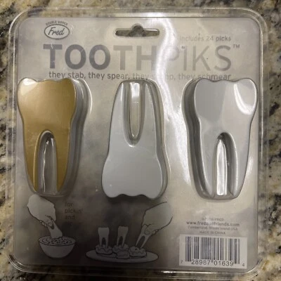 Juego de 24 palillos de dientes en forma de diente 2008 NOS. Lanza de cuchara apuñalamiento Foto 1 de 4