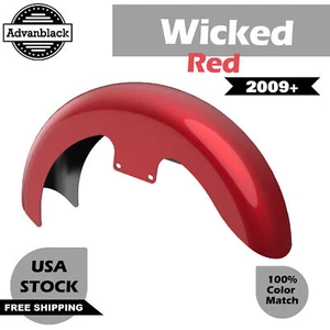 Wicked Red 19" Reveal Wrapper Hugger Front Fender For 2009+ Harley Touring - Picture 1 of 9