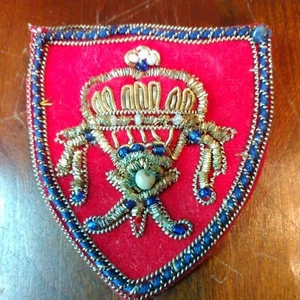 Vintage Goldbarren Militär Wappen Wappen handgefertigt blaue Zahnseide Metallic Pin - Bild 1 von 4